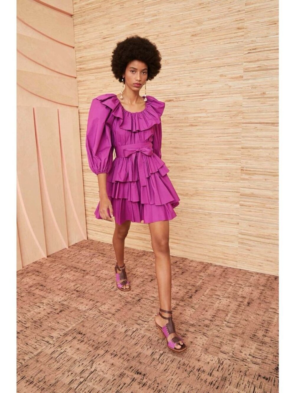 Ulla Johnson Giselle ruffle tiered mini dress in orchid